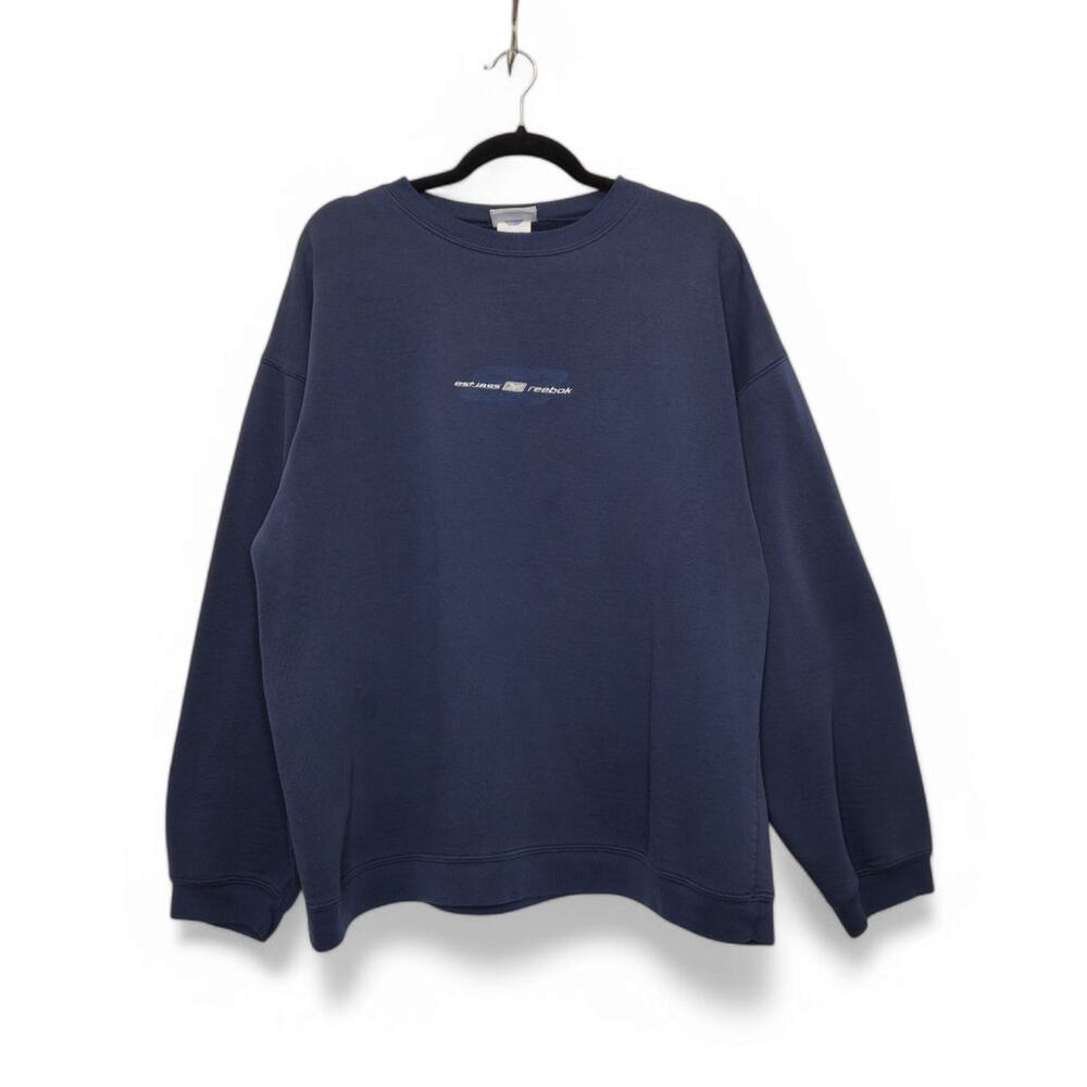 Vintage 90s Reebok Oversized Crewneck Sweatshirt Spellout Logo VTG Large Biker